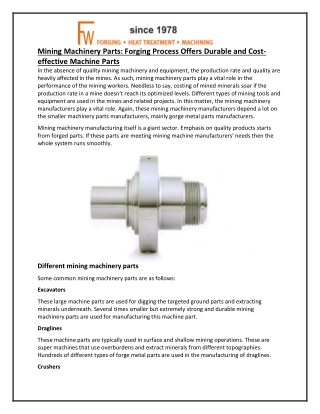 mining machinery parts forging process offers