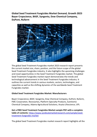 Global Seed Treatment Fungicides Market Demand 2023