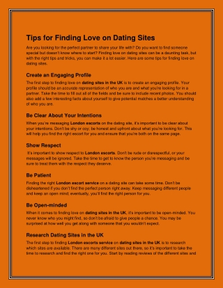 Tips for Finding Love on Dating Sites