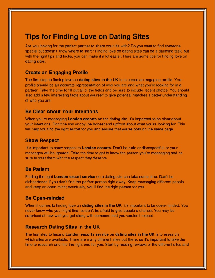 tips for finding love on dating sites