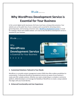Why WordPress Development Service is Essential for Your Business