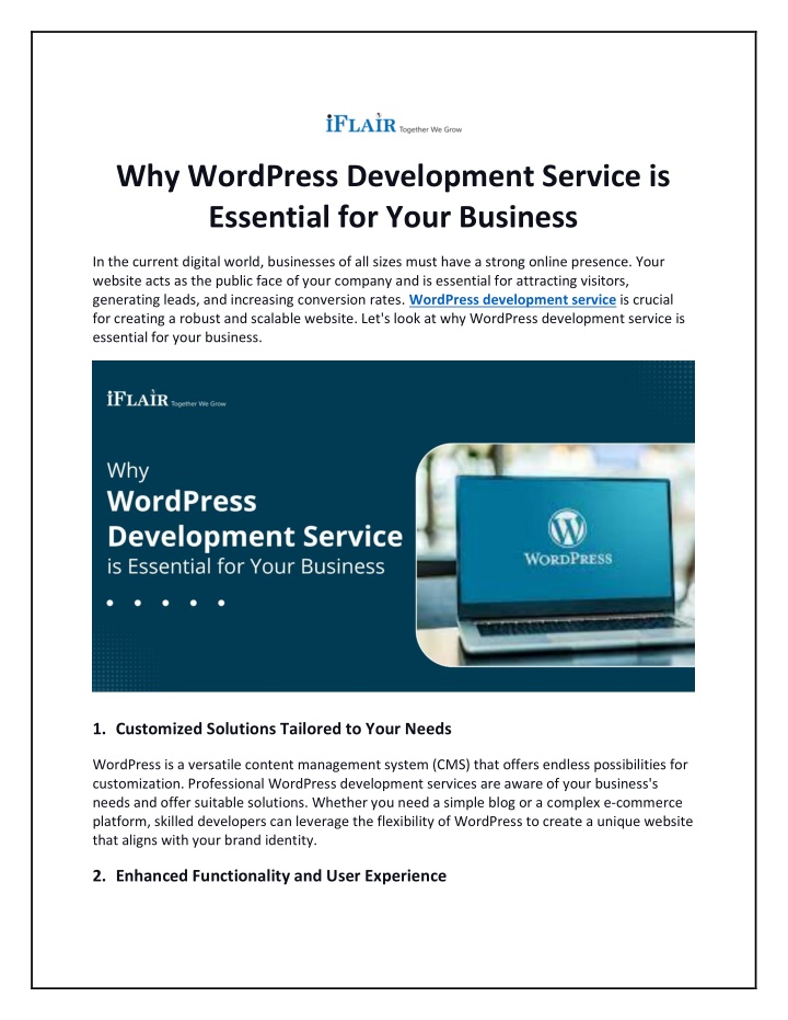 why wordpress development service is essential