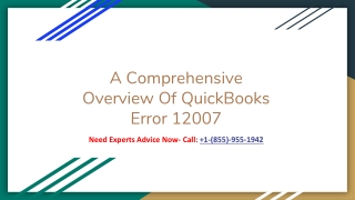 A Comprehensive Overview Of QuickBooks Error 12007