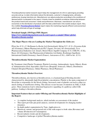 thrombocythemia market research report helps