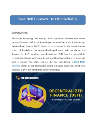 best defi courses 101 blockchains
