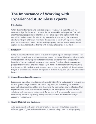 The Importance of Working with Experienced Auto Glass Experts (1)