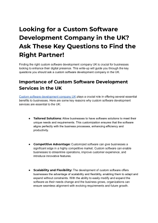 Looking for a Custom Software Development Company in the UK?