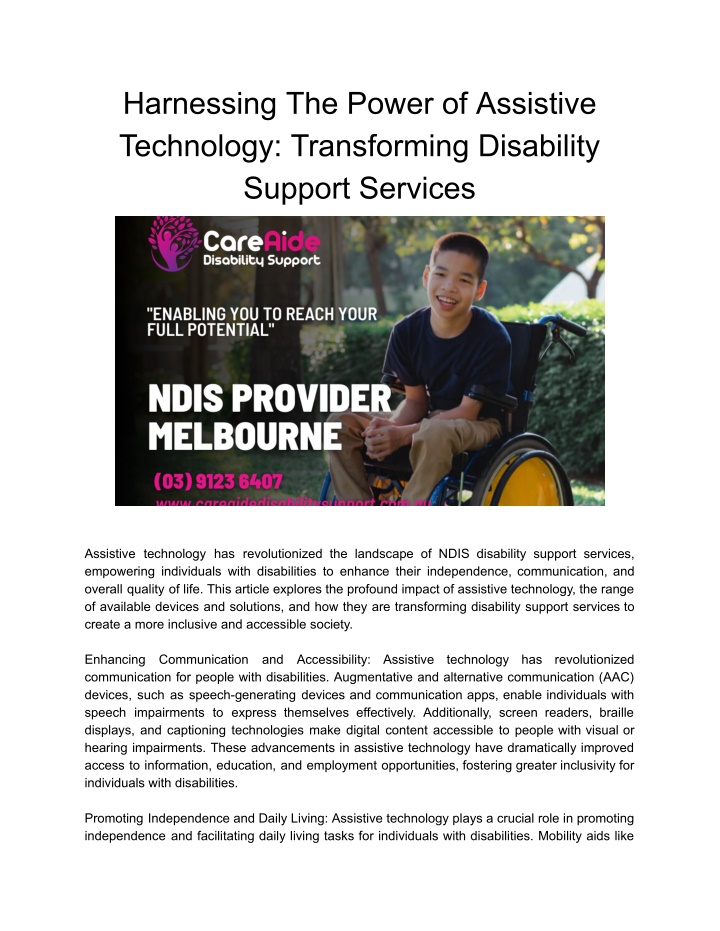 harnessing the power of assistive technology