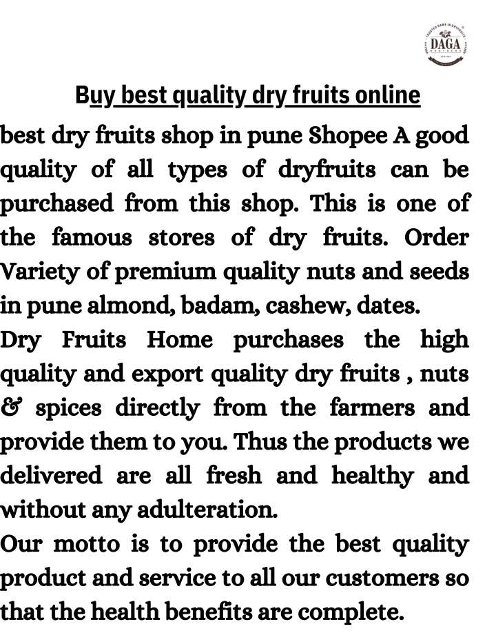 buy best quality dry fruits online