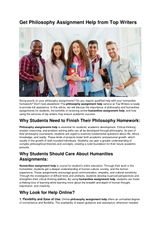 get philosophy assignment help from top writers