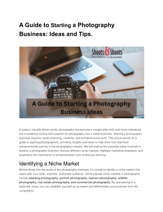 A Guide to Starting a Photography Business.