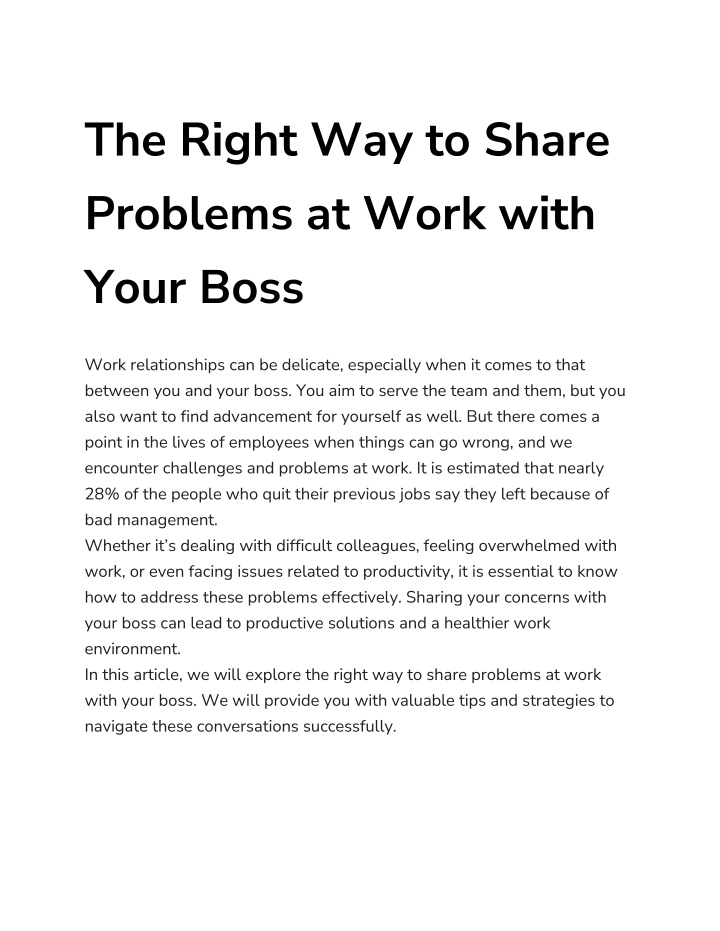 the right way to share problems at work with your