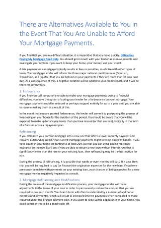Difficulties Paying My Mortgage Need Help