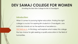 Unveiling the Best Girls College for BA in Chandigarh: DSCW45.ac.in