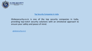 Top Security Companies In India | Globesecurity.co.in