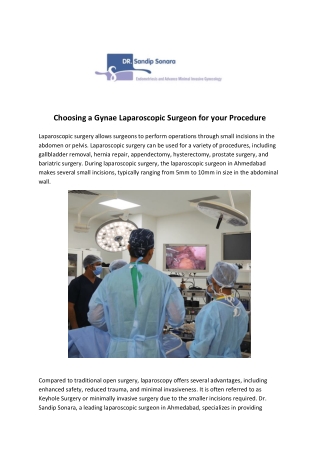 choosing a gynae laparoscopic surgeon for your