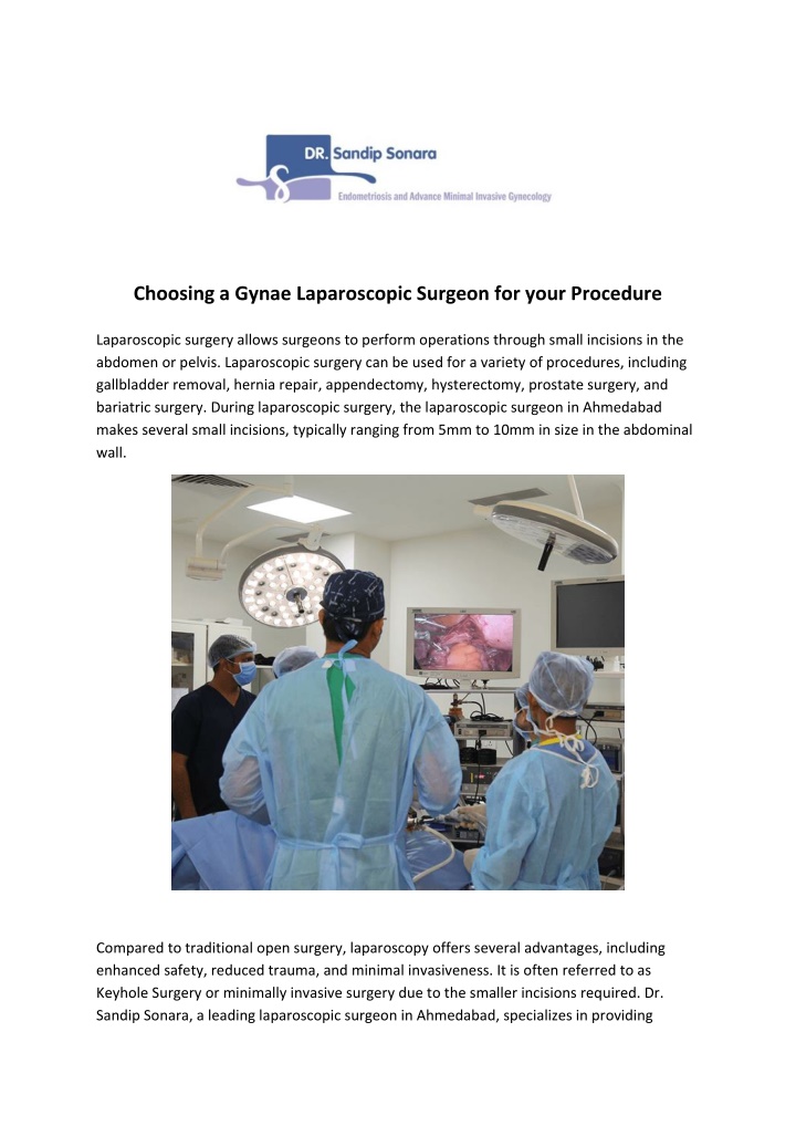 choosing a gynae laparoscopic surgeon for your