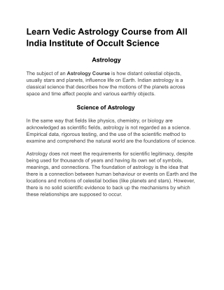 Learn Vedic Astrology Course from All India Institute of Occult Science