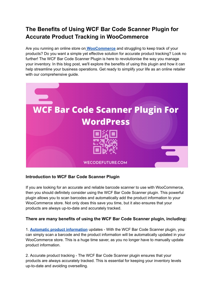 the benefits of using wcf bar code scanner plugin