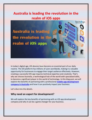 australia is leading the revolution in the realm