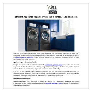 Efficient Appliance Repair Services in Bradenton, FL and Sarasota