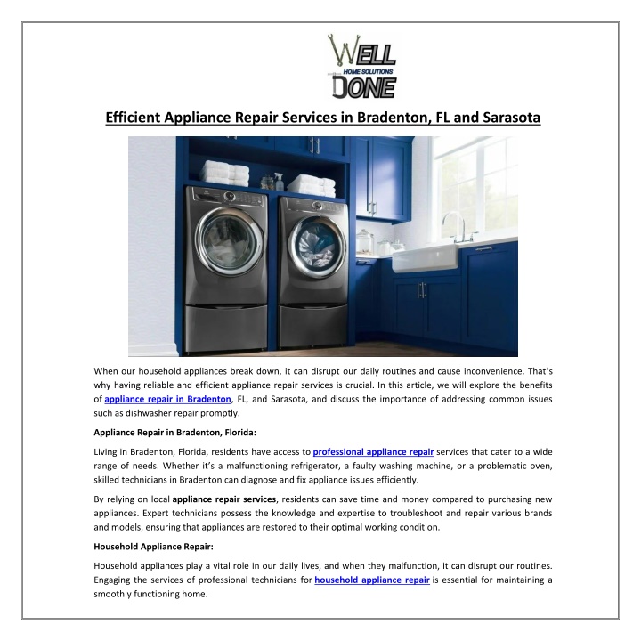 efficient appliance repair services in bradenton