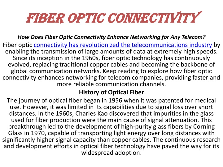 fiber optic connectivity