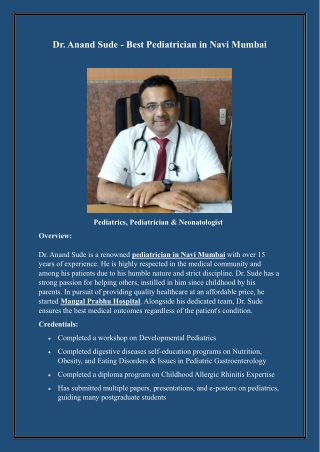 Dr. Anand Sude - Pediatrician in Navi Mumbai