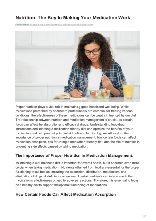 nutrition the key to making your medication work