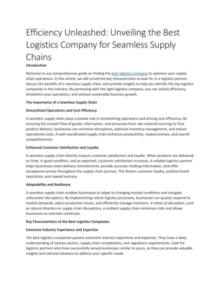 best logistics company