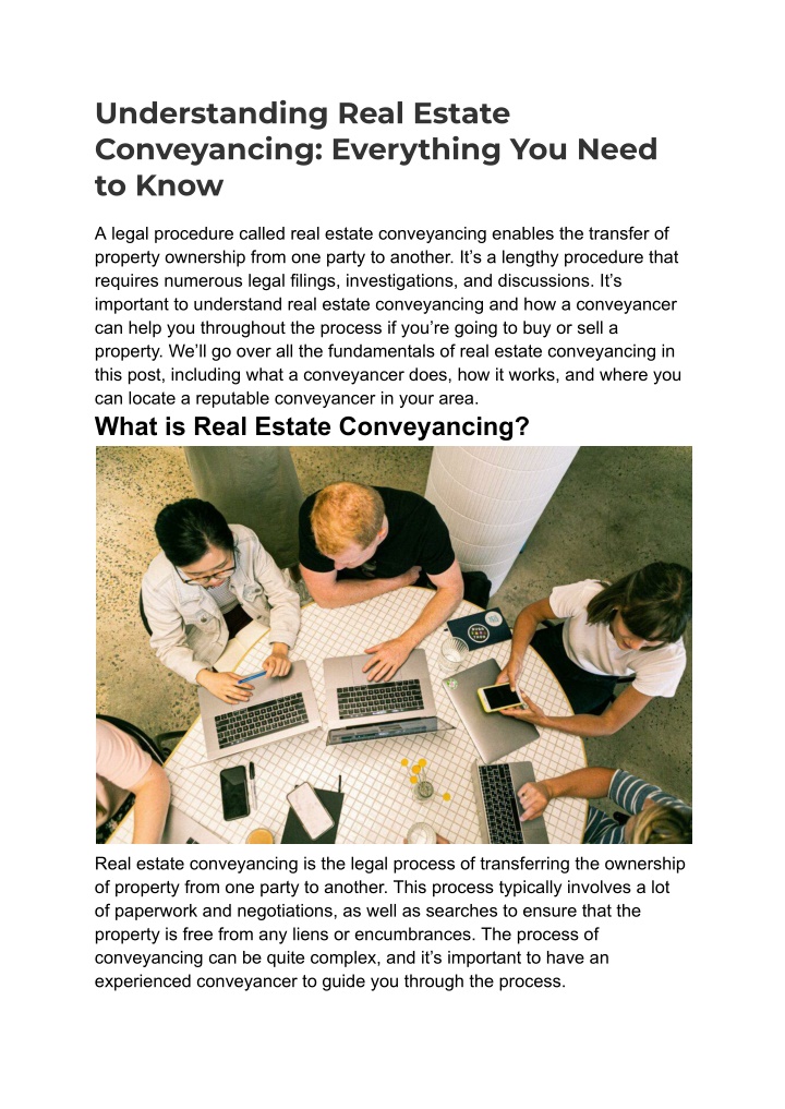 understanding real estate conveyancing everything