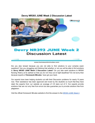 Devry NR393 JUNE Week 2 Discussion Latest