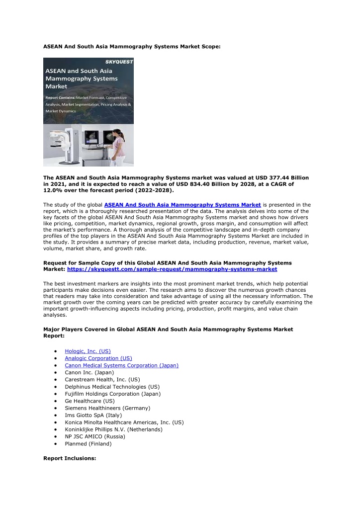 asean and south asia mammography systems market