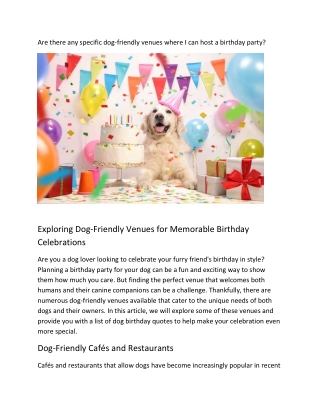 Are there any specific dog-friendly venues where I can host a birthday party?