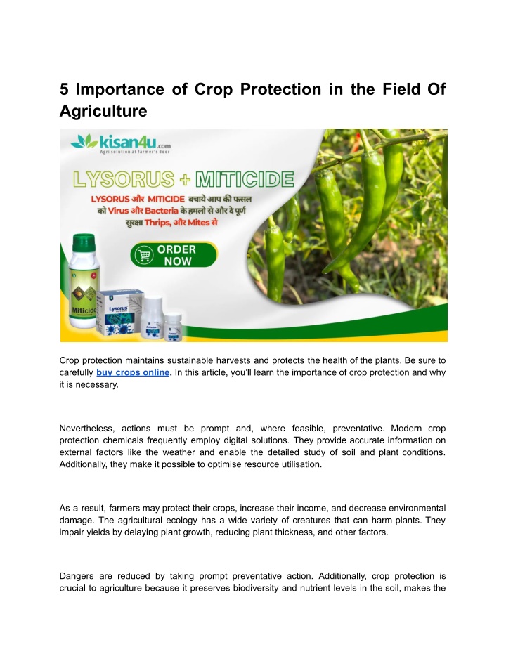 5 importance of crop protection in the field