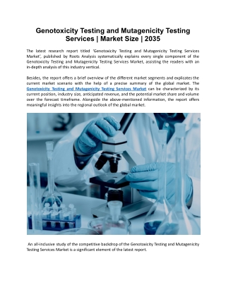 genotoxicity testing and mutagenicity testing