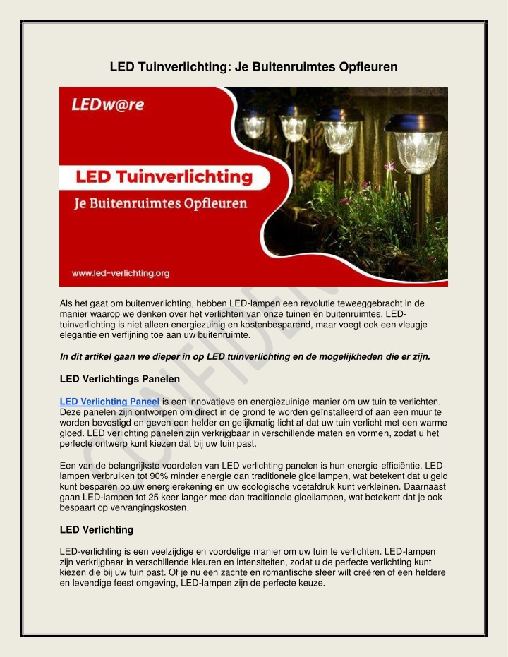 led tuinverlichting je buitenruimtes opfleuren