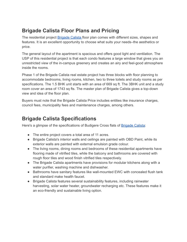 brigade calista floor plans and pricing