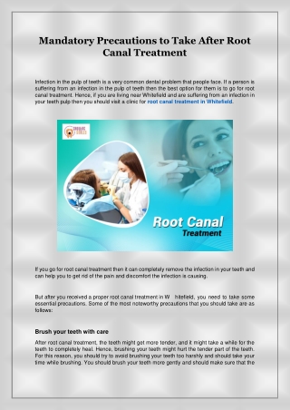Mandatory Precautions to Take After Root Canal Treatment