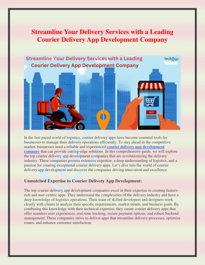 streamline your delivery services with a leading