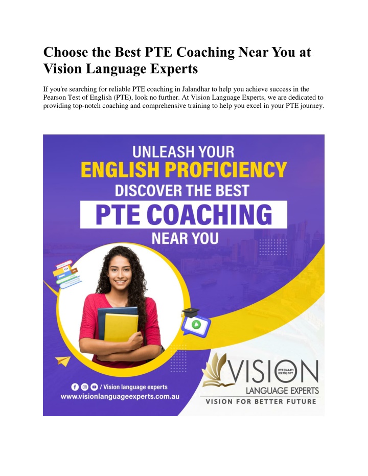 choose the best pte coaching near you at vision