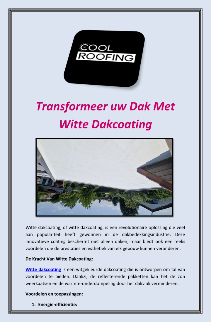 transformeer uw dak met witte dakcoating
