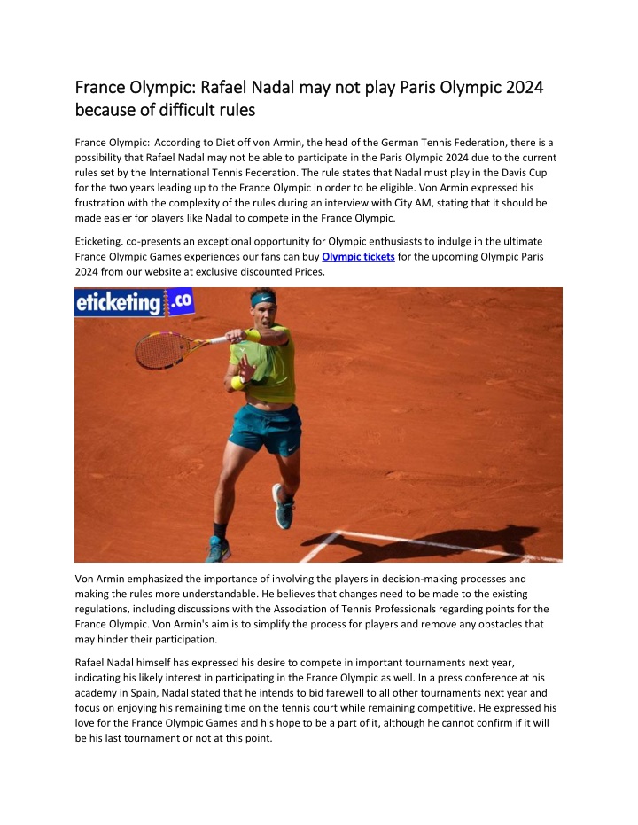 france olympic rafael nadal may not play france