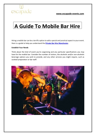 A guide to mobile bar hire