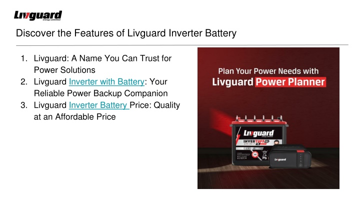 discover the features of livguard inverter battery