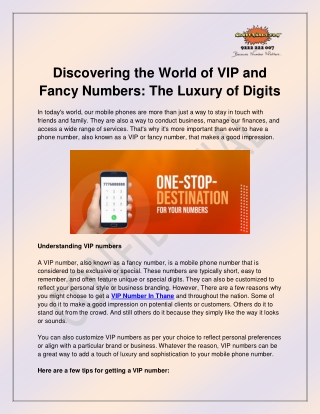 discovering the world of vip and fancy numbers