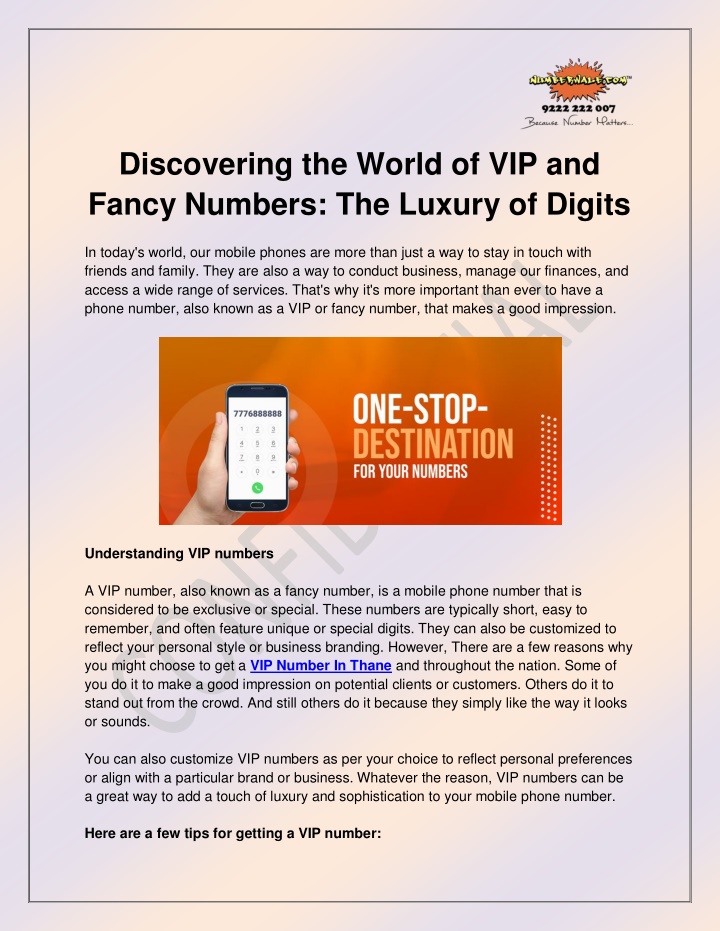 discovering the world of vip and fancy numbers