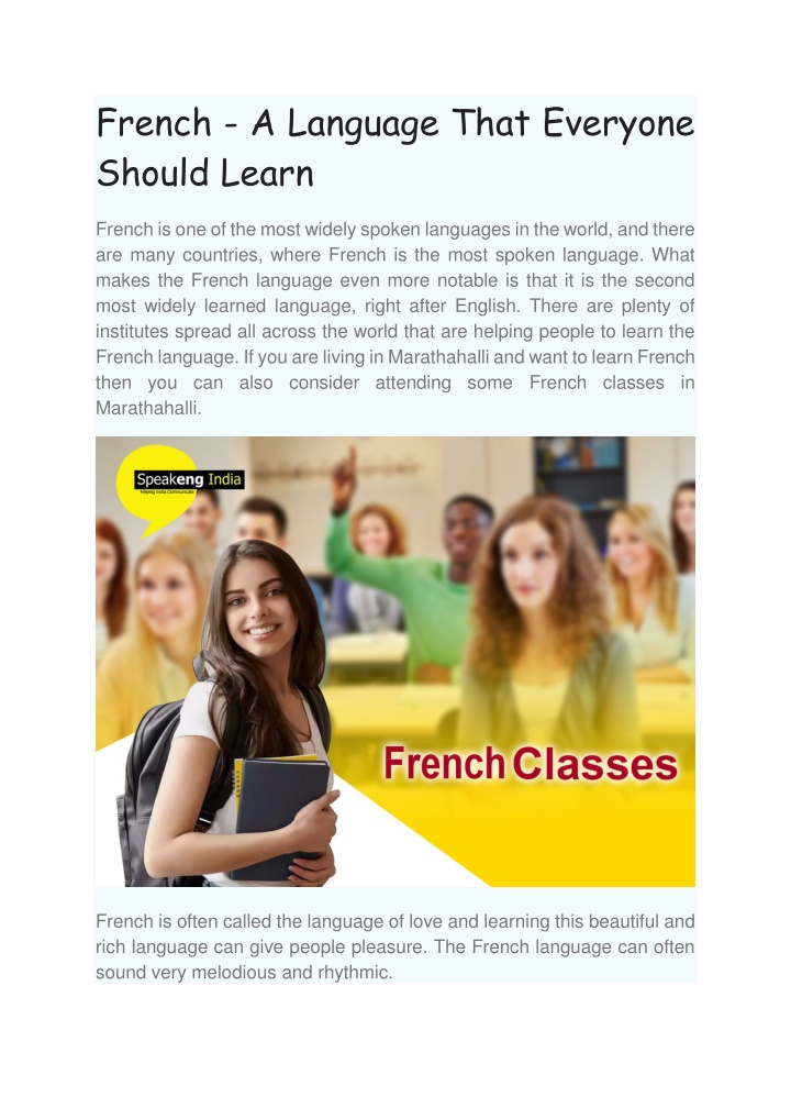 french a language that everyone should learn