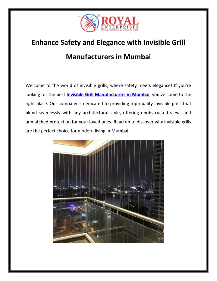 enhance safety and elegance with invisible grill