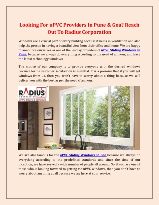 UPVC Sliding Windows in Pune